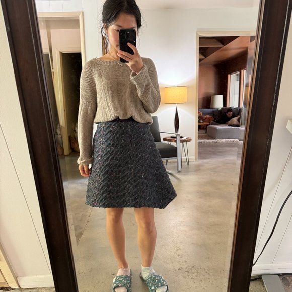 Leur logette tweed green and multicolor Malhia Kent irregular mini skirt US 0 xs - Picture 9 of 10